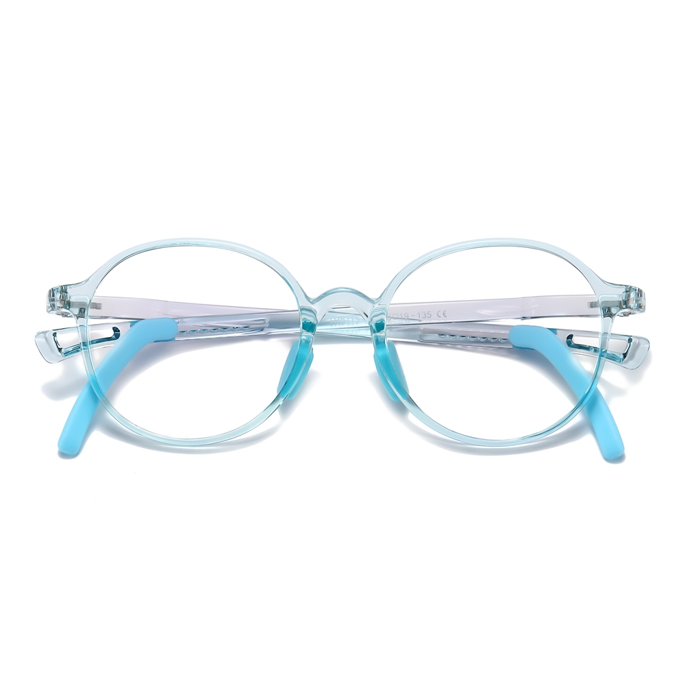 Custom Children's TR90 Round Anti Blue Light Glasses Frames with Silicone Nose Pads & Ear Hooks for Kids Prescription Eyeglasses Wholesale Online