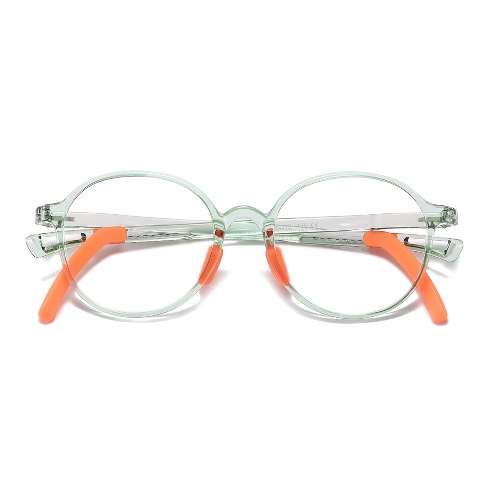 Custom Children's TR90 Round Anti Blue Light Glasses Frames with Silicone Nose Pads & Ear Hooks for Kids Prescription Eyeglasses Wholesale Online