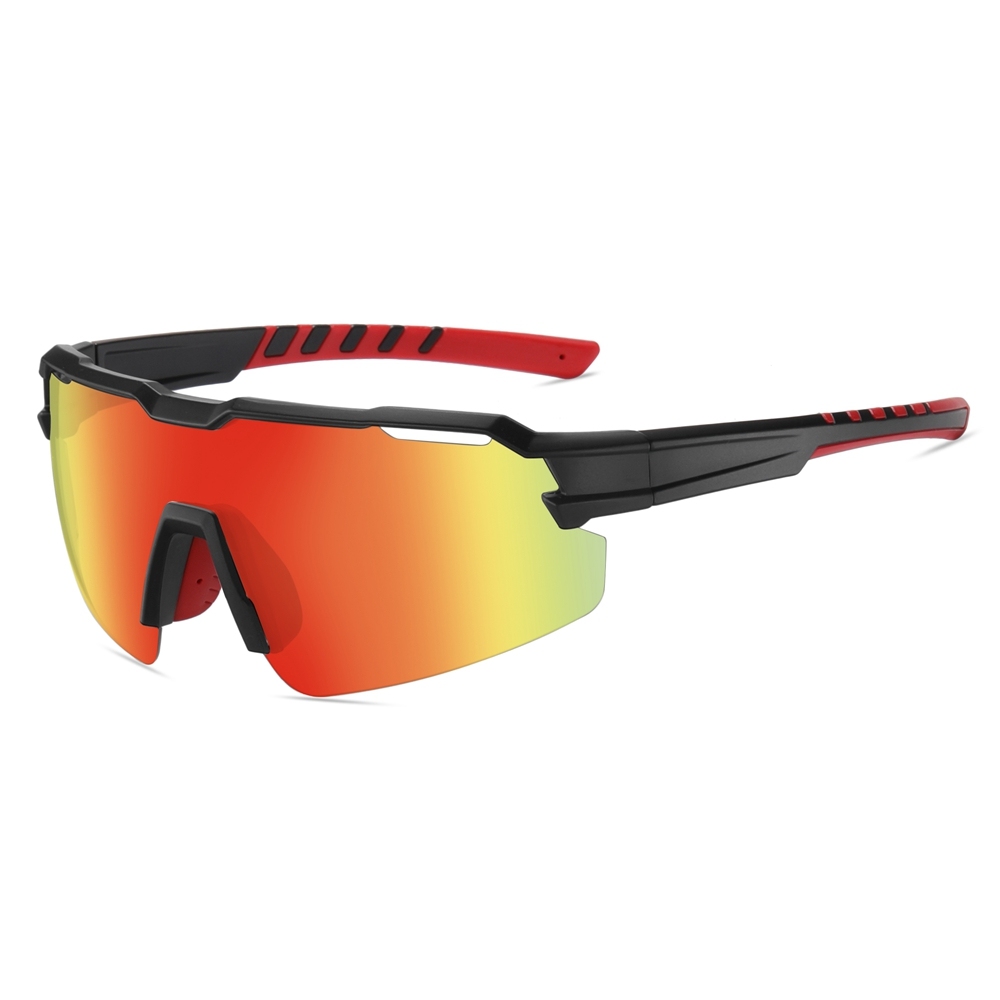 Custom Unisex One Piece Shield Sunglasses with Air Vents, Adjustable Nose Pads & RX Inserts for Cycling Glasses Polarized Sports Shades Bulk Order