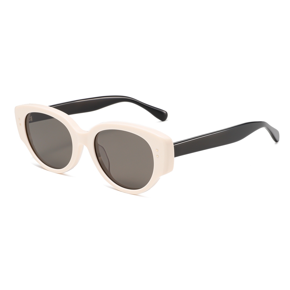 Custom Korean Style Thick Frame Oval Cat Eye Sunglasses with Studs Made of Acetate Eyewear for Women's Subtle Vintage Shades Wholesale Online