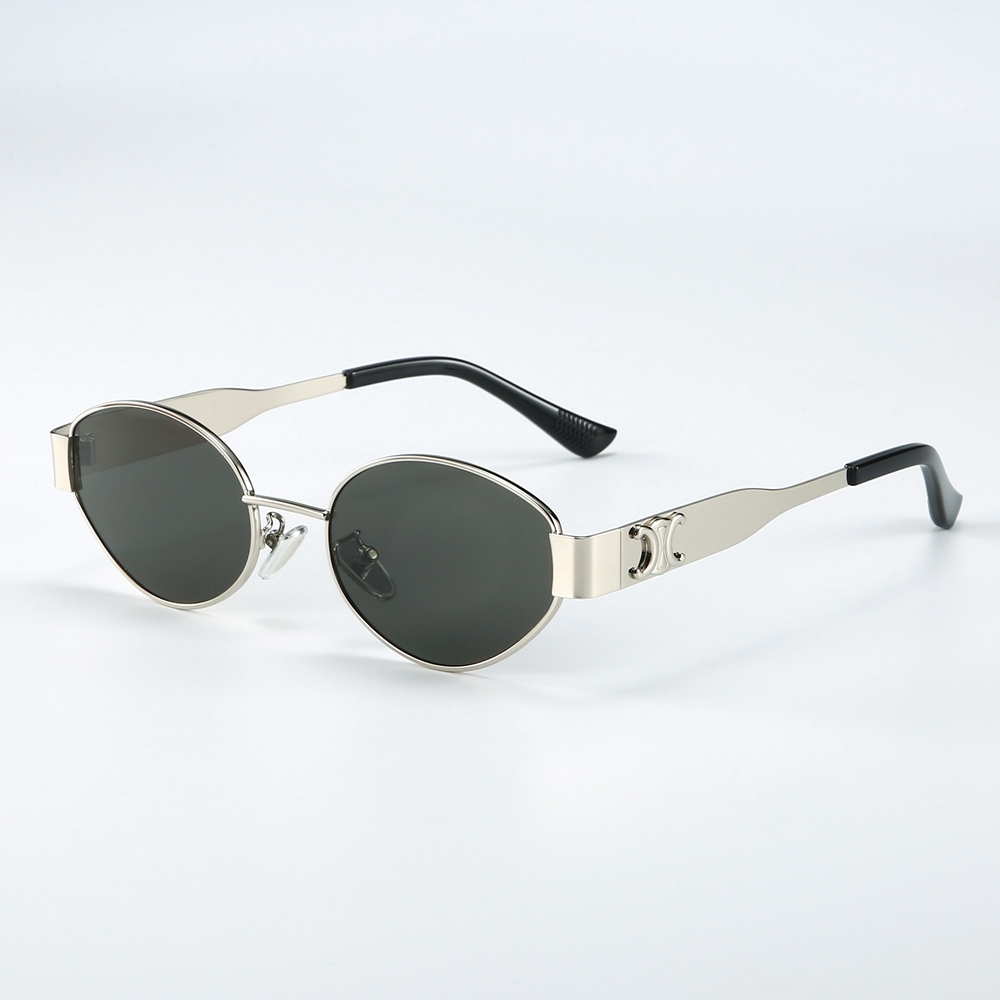 Ladies Beta Titanium Oval Cat Eye Shades for Women Avant Garde Almond Shape Sunglasses with Wide Arms Statement Designer Eyewear Wholesale China