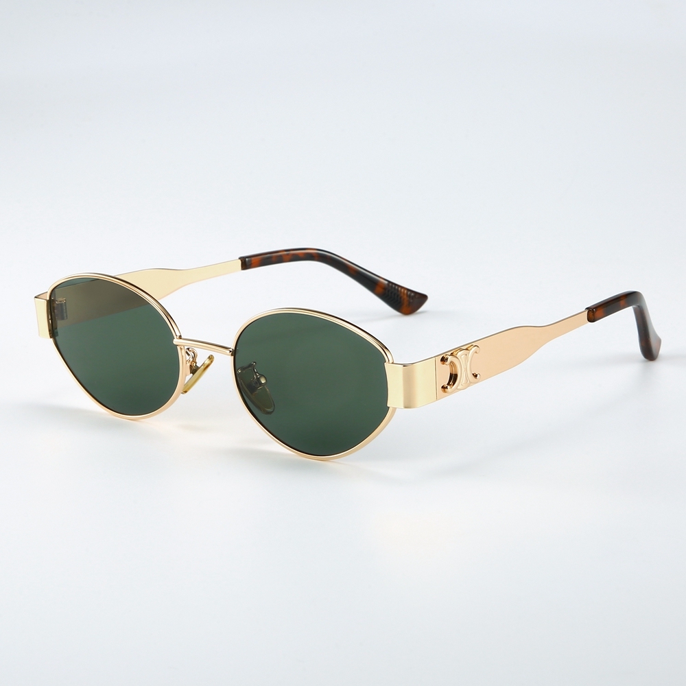 Ladies Beta Titanium Oval Cat Eye Shades for Women Avant Garde Almond Shape Sunglasses with Wide Arms Statement Designer Eyewear Wholesale China