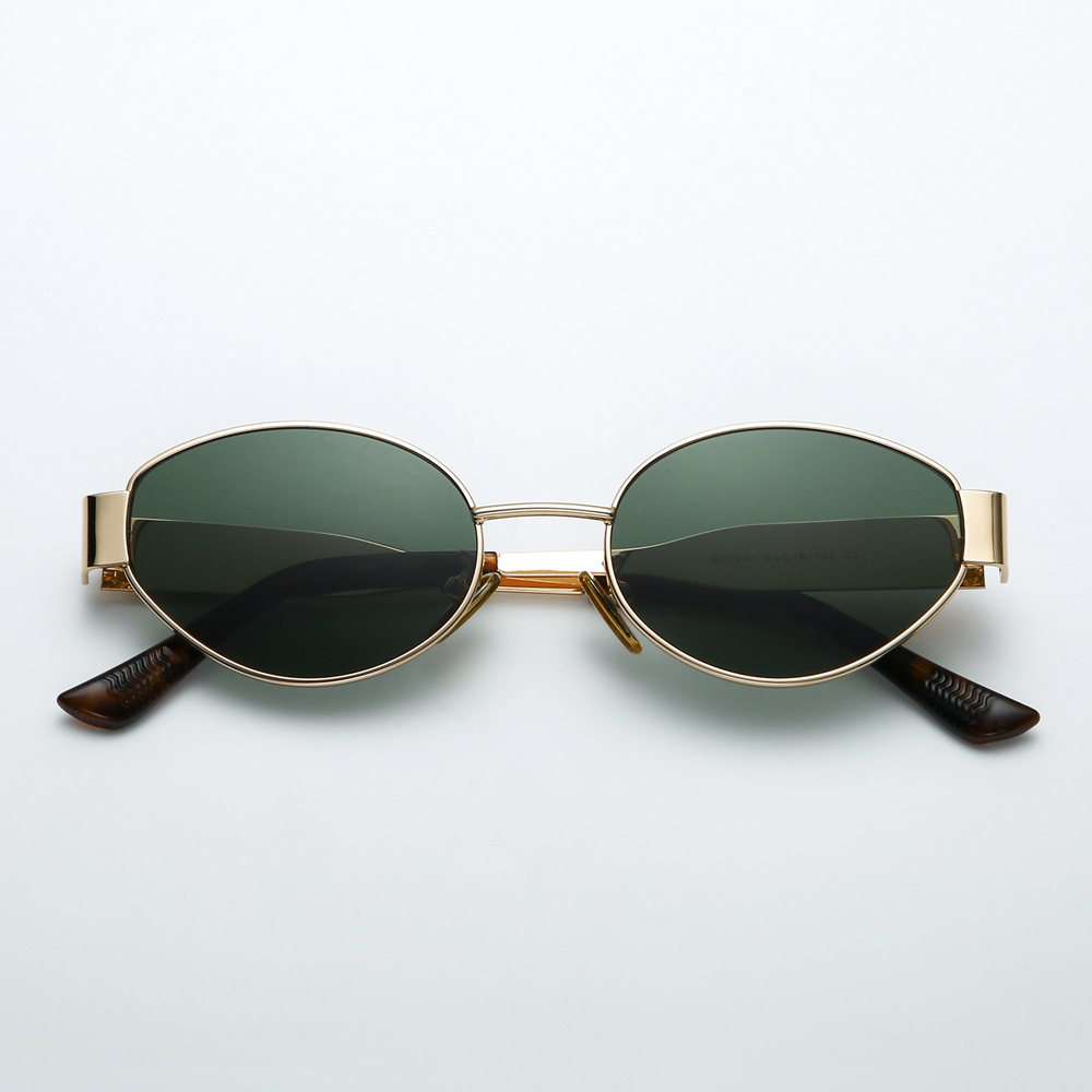 Ladies Beta Titanium Oval Cat Eye Shades for Women Avant Garde Almond Shape Sunglasses with Wide Arms Statement Designer Eyewear Wholesale China