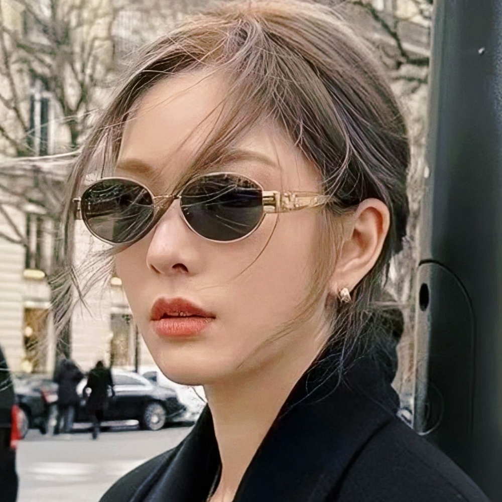 Ladies Beta Titanium Oval Cat Eye Shades for Women Avant Garde Almond Shape Sunglasses with Wide Arms Statement Designer Eyewear Wholesale China