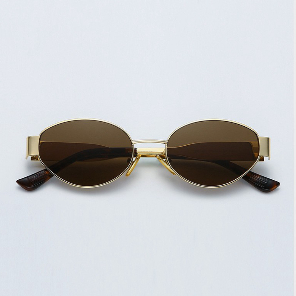 Ladies Beta Titanium Oval Cat Eye Shades for Women Avant Garde Almond Shape Sunglasses with Wide Arms Statement Designer Eyewear Wholesale China