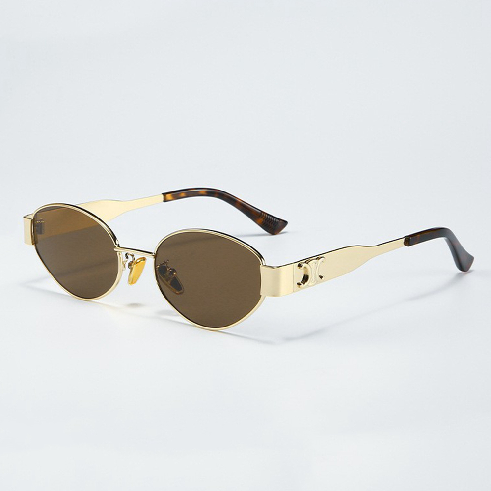 Ladies Beta Titanium Oval Cat Eye Shades for Women Avant Garde Almond Shape Sunglasses with Wide Arms Statement Designer Eyewear Wholesale China