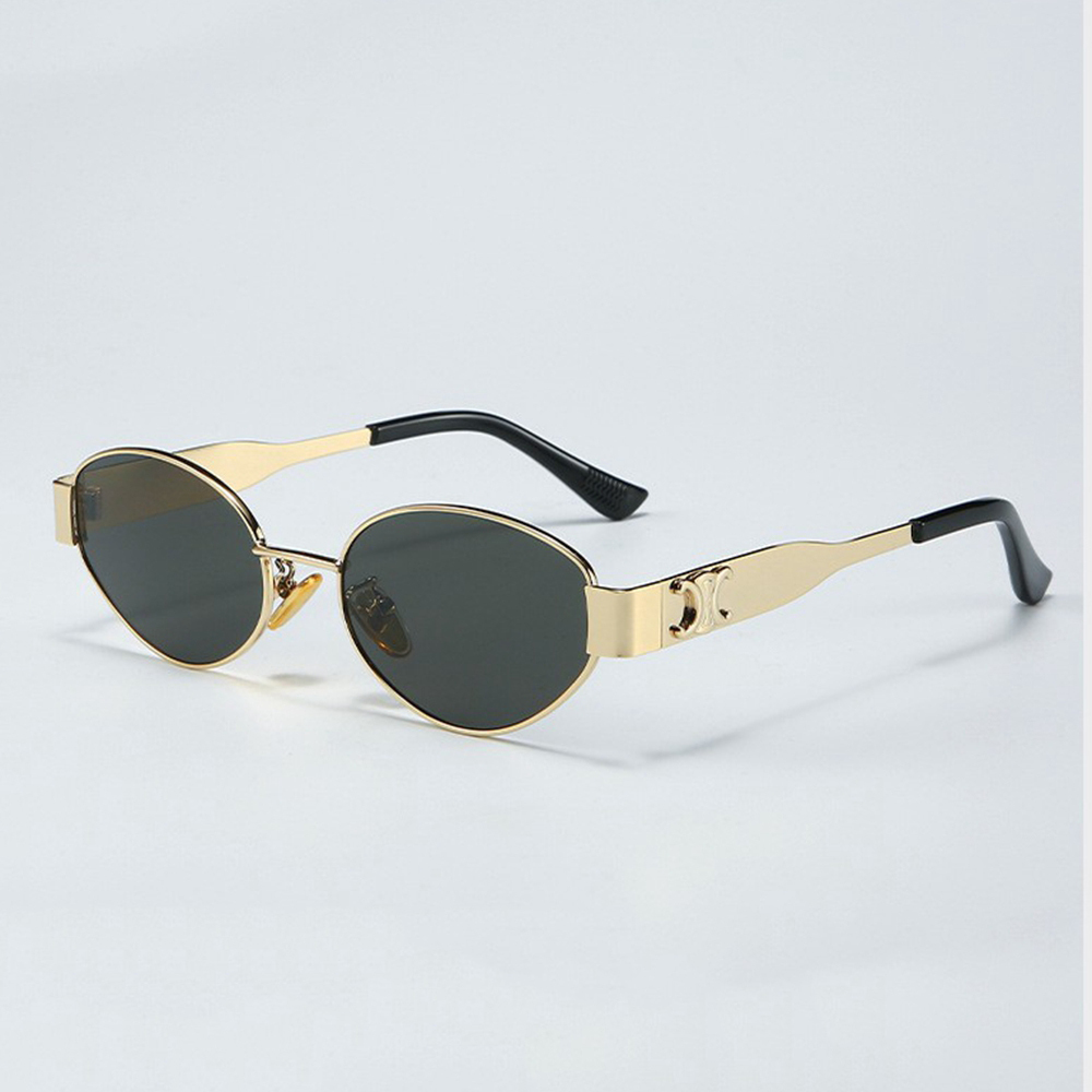 Ladies Beta Titanium Oval Cat Eye Shades for Women Avant Garde Almond Shape Sunglasses with Wide Arms Statement Designer Eyewear Wholesale China