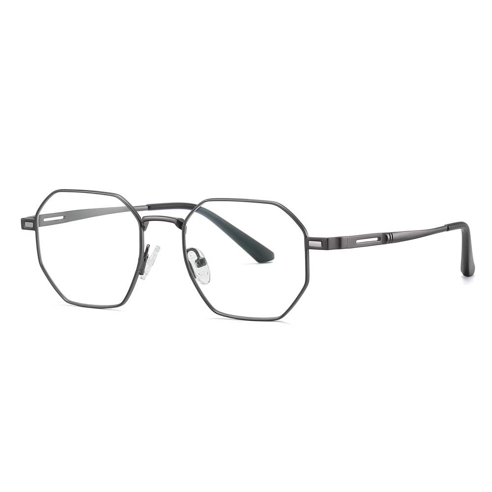 Wholesale Hexagonal Metal Prescription Glasses Frame with Magnetic Snap On Shades for Men's Polarized Clip On Sunglasses Over Eyeglasses Online