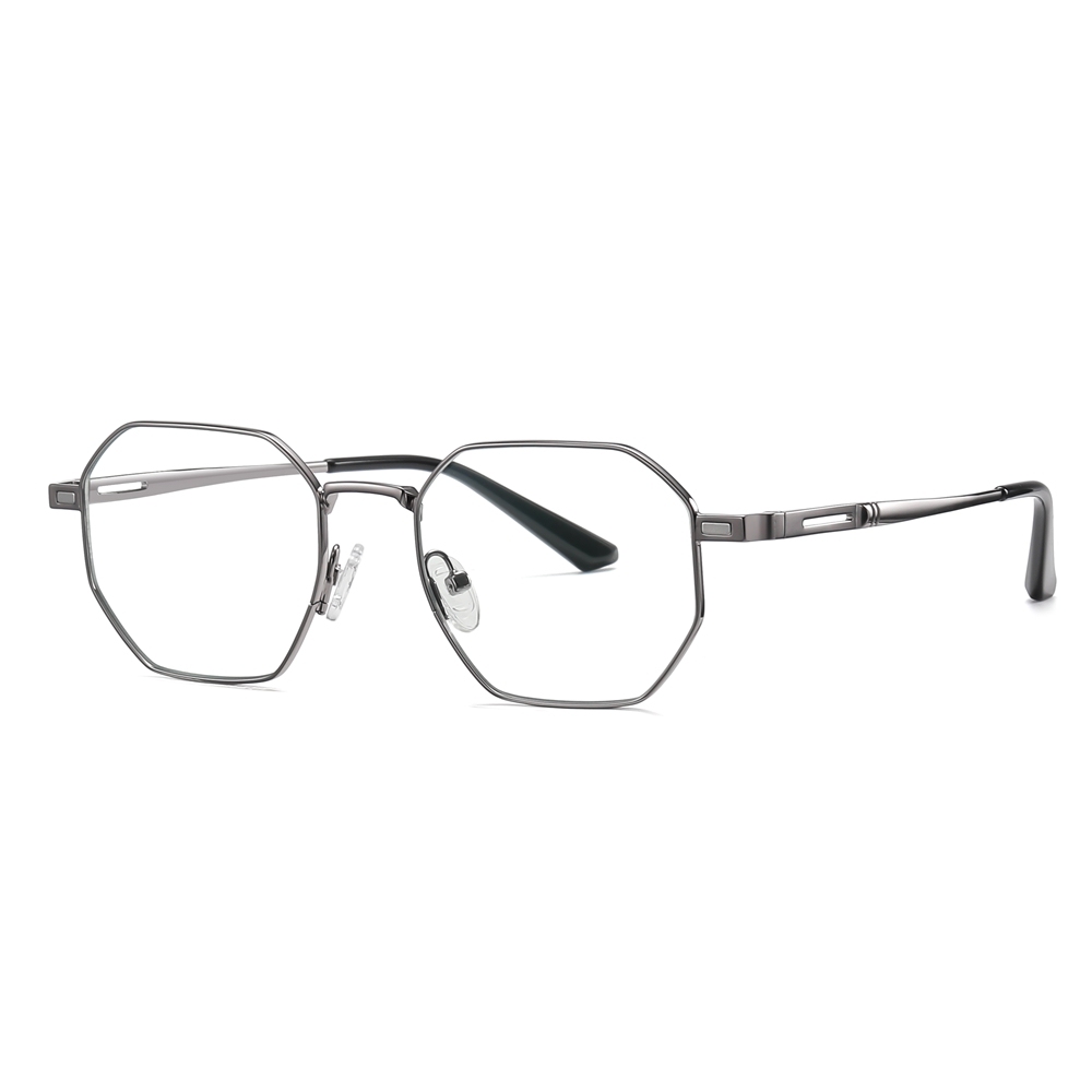 Wholesale Hexagonal Metal Prescription Glasses Frame with Magnetic Snap On Shades for Men's Polarized Clip On Sunglasses Over Eyeglasses Online