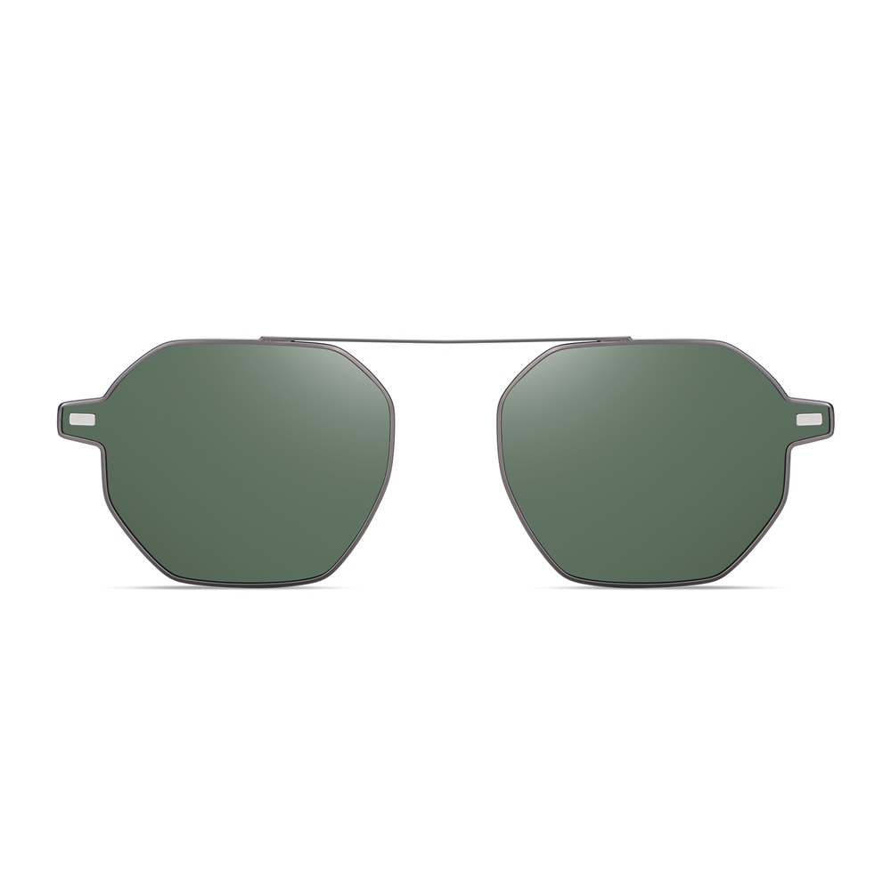 Wholesale Hexagonal Metal Prescription Glasses Frame with Magnetic Snap On Shades for Men's Polarized Clip On Sunglasses Over Eyeglasses Online