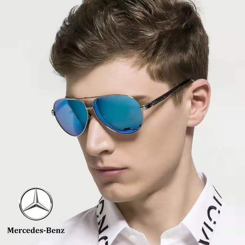 Wholesale Luxury Mercedes Benz Oversized Aviator Sunglasses for Men Anti-glare Polarized Driving Glasses Car Brand Metal Pilot Shades MB737