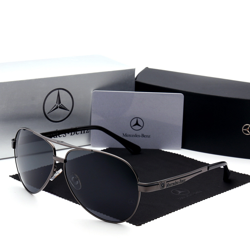 Wholesale Luxury Mercedes Benz Oversized Aviator Sunglasses for Men Anti-glare Polarized Driving Glasses Car Brand Metal Pilot Shades MB737
