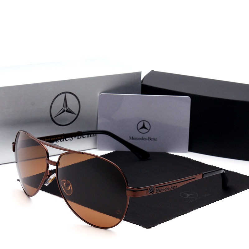 Wholesale Luxury Mercedes Benz Oversized Aviator Sunglasses for Men Anti-glare Polarized Driving Glasses Car Brand Metal Pilot Shades MB737