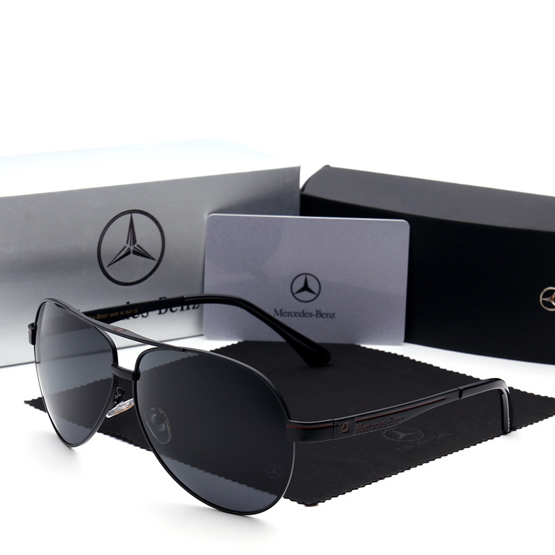 Wholesale Luxury Mercedes Benz Oversized Aviator Sunglasses for Men Anti-glare Polarized Driving Glasses Car Brand Metal Pilot Shades MB737