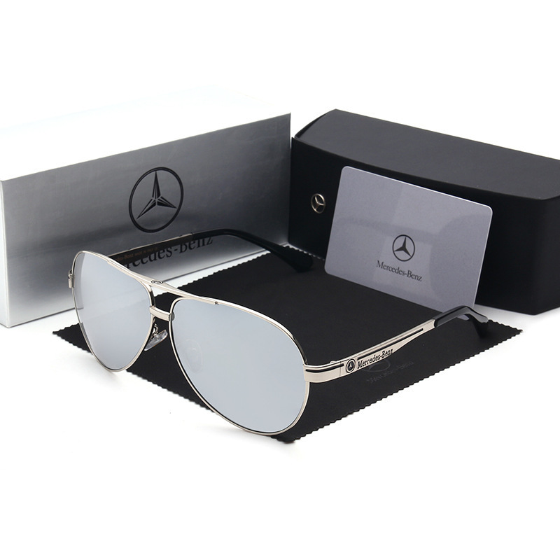 Wholesale Luxury Mercedes Benz Oversized Aviator Sunglasses for Men Anti-glare Polarized Driving Glasses Car Brand Metal Pilot Shades MB737
