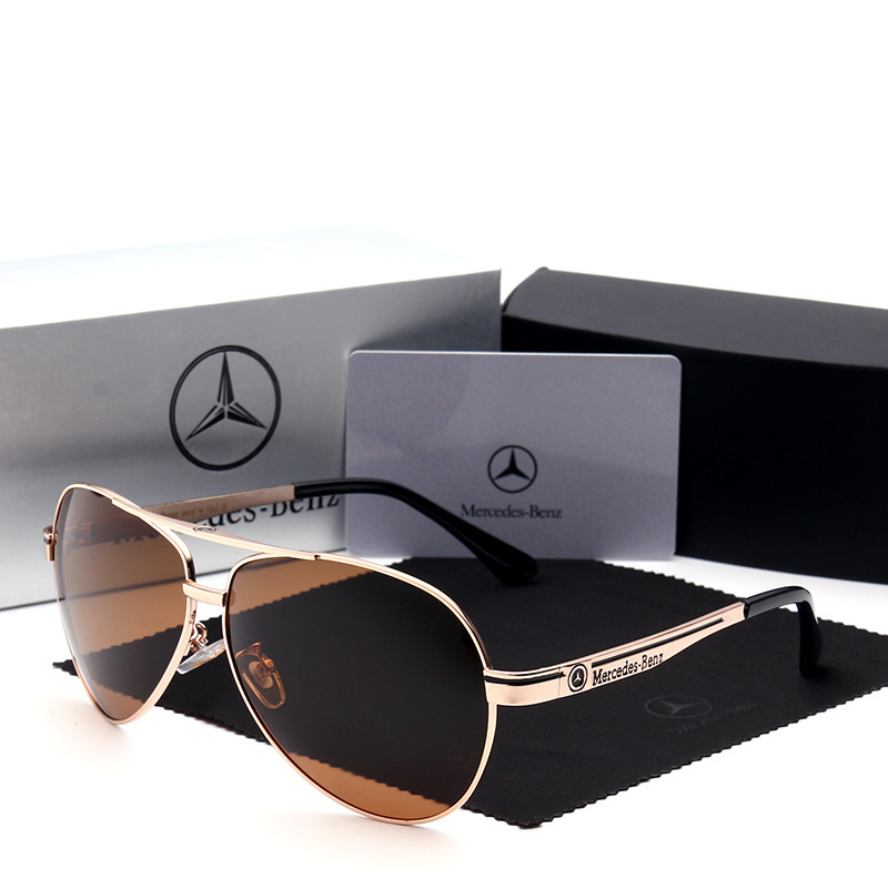 Wholesale Luxury Mercedes Benz Oversized Aviator Sunglasses for Men Anti-glare Polarized Driving Glasses Car Brand Metal Pilot Shades MB737
