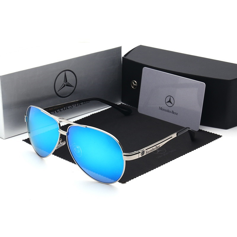 Wholesale Luxury Mercedes Benz Oversized Aviator Sunglasses for Men Anti-glare Polarized Driving Glasses Car Brand Metal Pilot Shades MB737