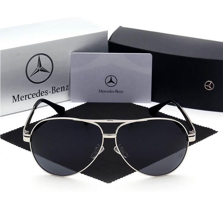 Wholesale Luxury Mercedes Benz Oversized Aviator Sunglasses for Men Anti-glare Polarized Driving Glasses Car Brand Metal Pilot Shades MB737