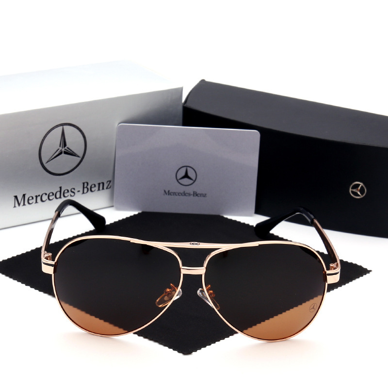 Wholesale Luxury Mercedes Benz Oversized Aviator Sunglasses for Men Anti-glare Polarized Driving Glasses Car Brand Metal Pilot Shades MB737