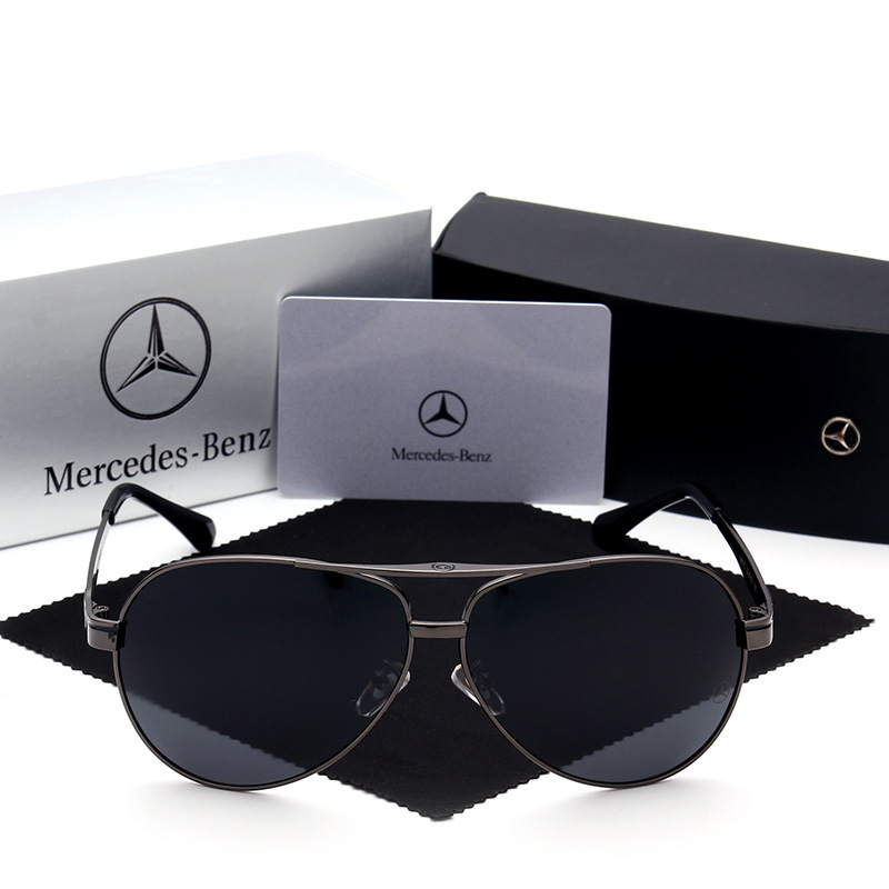 Wholesale Luxury Mercedes Benz Oversized Aviator Sunglasses for Men Anti-glare Polarized Driving Glasses Car Brand Metal Pilot Shades MB737