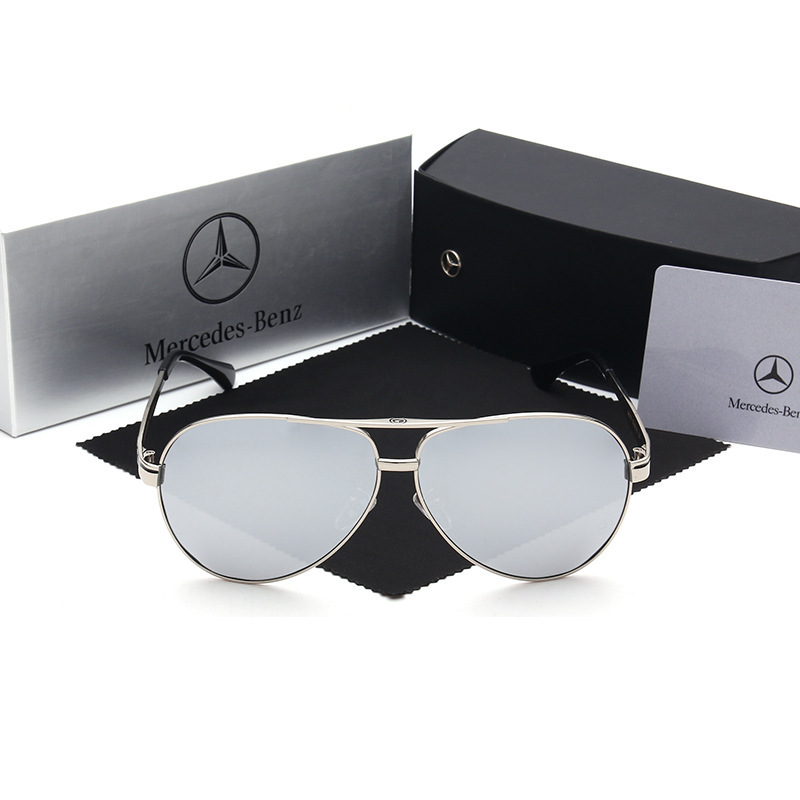 Wholesale Luxury Mercedes Benz Oversized Aviator Sunglasses for Men Anti-glare Polarized Driving Glasses Car Brand Metal Pilot Shades MB737