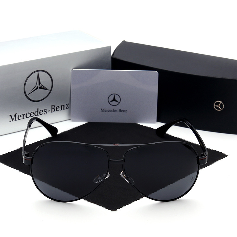 Wholesale Luxury Mercedes Benz Oversized Aviator Sunglasses for Men Anti-glare Polarized Driving Glasses Car Brand Metal Pilot Shades MB737