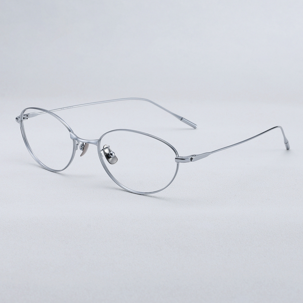 Wholesale IP Plated Titanium Optical Frame for Women Academic Style Blue Light Blocking Glasses Ladies Petite Oval Prescription Eyeglasses Online
