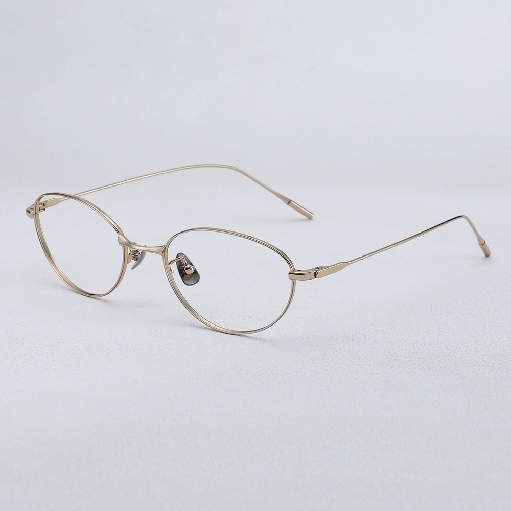 Wholesale IP Plated Titanium Optical Frame for Women Academic Style Blue Light Blocking Glasses Ladies Petite Oval Prescription Eyeglasses Online