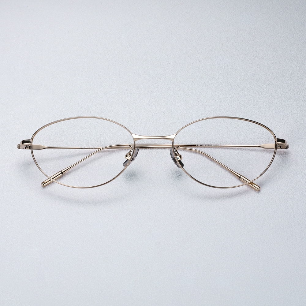 Wholesale IP Plated Titanium Optical Frame for Women Academic Style Blue Light Blocking Glasses Ladies Petite Oval Prescription Eyeglasses Online