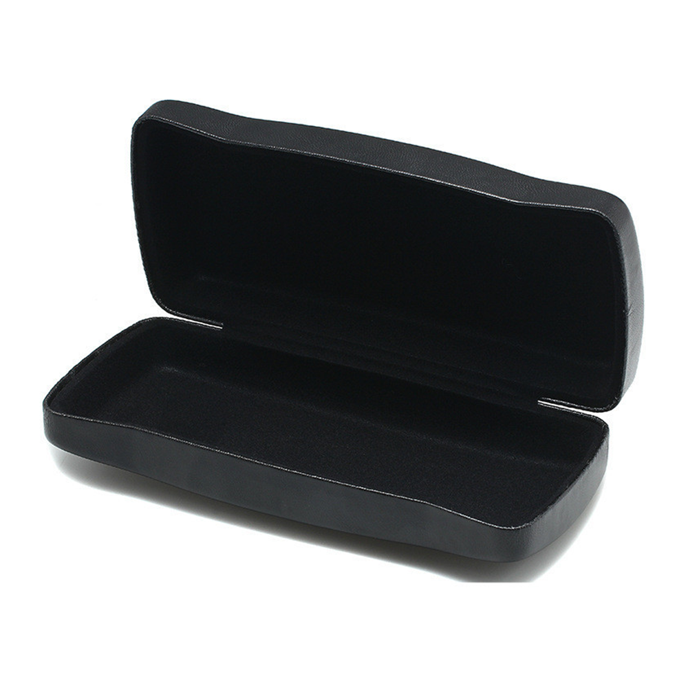 Custom Eyewear Packaging Box Black Pu Leather Iron Hard Clamshell Eyeglass Case for Readers Flip Open Prescription Glasses Case Wholesale China