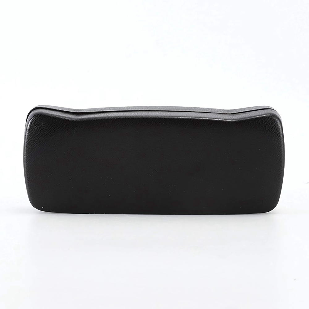 Custom Eyewear Packaging Box Black Pu Leather Iron Hard Clamshell Eyeglass Case for Readers Flip Open Prescription Glasses Case Wholesale China