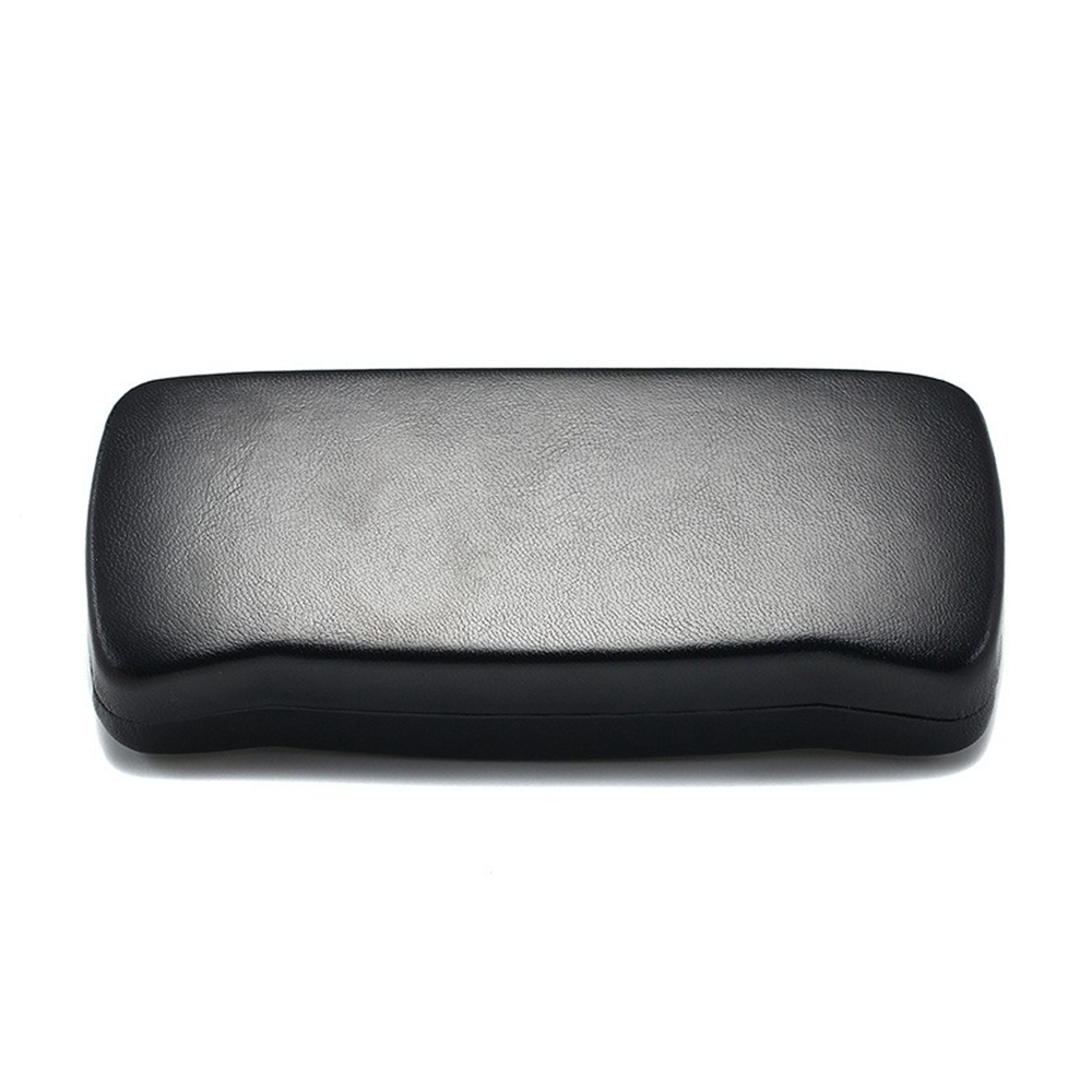 Custom Eyewear Packaging Box Black Pu Leather Iron Hard Clamshell Eyeglass Case for Readers Flip Open Prescription Glasses Case Wholesale China