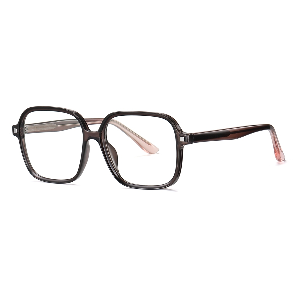 Wholesale TR90 Large Rounded Square Eyeglass Frames with Magnetic Polarized Clip-on Shades for Women 2 in 1 Prescription Glasses and Sunglasses