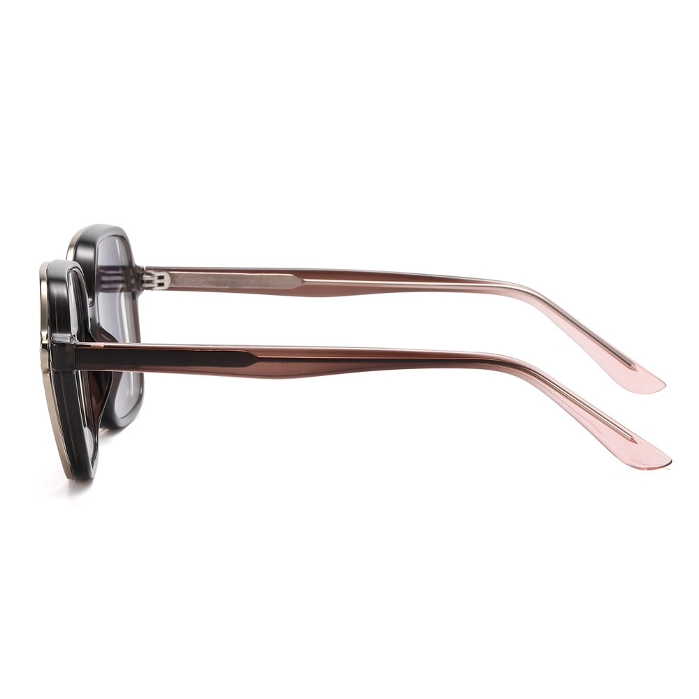 Wholesale TR90 Large Rounded Square Eyeglass Frames with Magnetic Polarized Clip-on Shades for Women 2 in 1 Prescription Glasses and Sunglasses