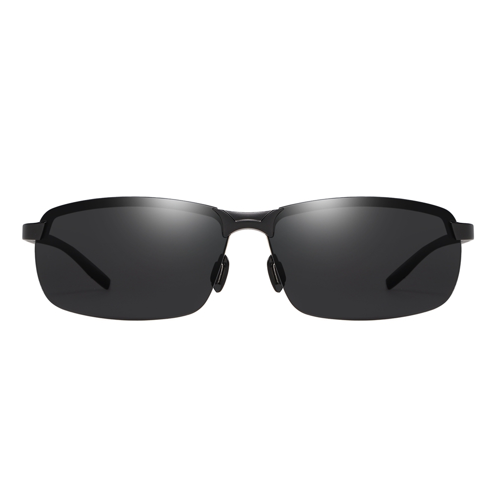 Custom Aluminum Semi-rimless Rectangle Sunglasses with Carbon Fiber Arms Polarized Sports Shades for Men's Lightweight Athletic Glasses Wholesale