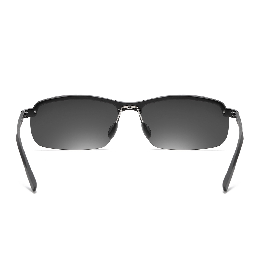 Custom Aluminum Semi-rimless Rectangle Sunglasses with Carbon Fiber Arms Polarized Sports Shades for Men's Lightweight Athletic Glasses Wholesale