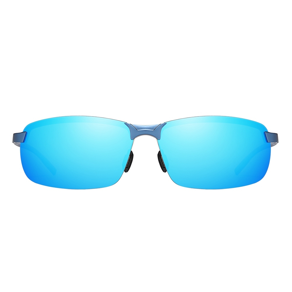 Custom Aluminum Semi-rimless Rectangle Sunglasses with Carbon Fiber Arms Polarized Sports Shades for Men's Lightweight Athletic Glasses Wholesale