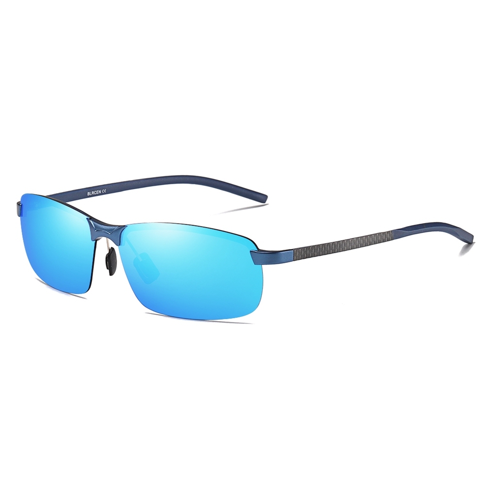 Custom Aluminum Semi-rimless Rectangle Sunglasses with Carbon Fiber Arms Polarized Sports Shades for Men's Lightweight Athletic Glasses Wholesale