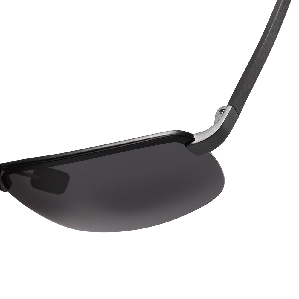 Custom Aluminum Semi-rimless Rectangle Sunglasses with Carbon Fiber Arms Polarized Sports Shades for Men's Lightweight Athletic Glasses Wholesale