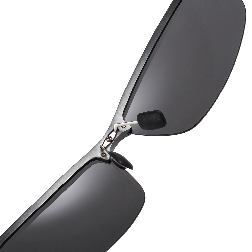 Custom Aluminum Semi-rimless Rectangle Sunglasses with Carbon Fiber Arms Polarized Sports Shades for Men's Lightweight Athletic Glasses Wholesale