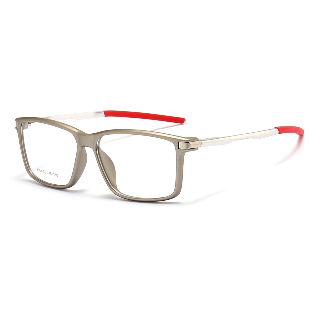 Custom TR90 Rectangle Opitcal Frames with Straight Aluminum Arms RX Sports Glasses for Men's Athletic Prescription Eyewear Wholesale China