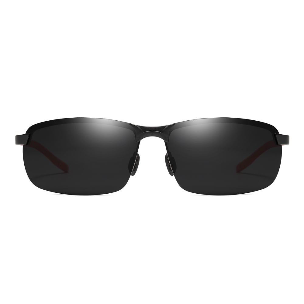 Custom Aluminum Semi-rimless Rectangle Sunglasses with Carbon Fiber Arms Polarized Sports Shades for Men's Lightweight Athletic Glasses Wholesale