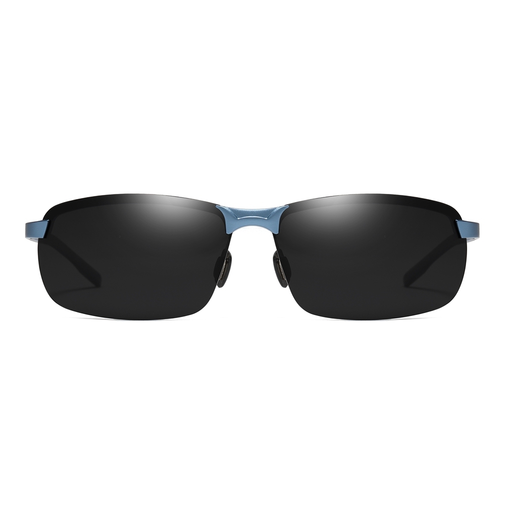 Custom Aluminum Semi-rimless Rectangle Sunglasses with Carbon Fiber Arms Polarized Sports Shades for Men's Lightweight Athletic Glasses Wholesale