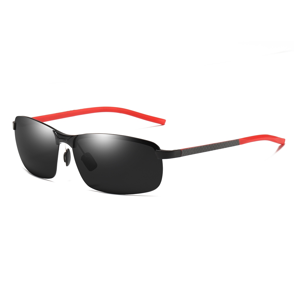 Custom Aluminum Semi-rimless Rectangle Sunglasses with Carbon Fiber Arms Polarized Sports Shades for Men's Lightweight Athletic Glasses Wholesale