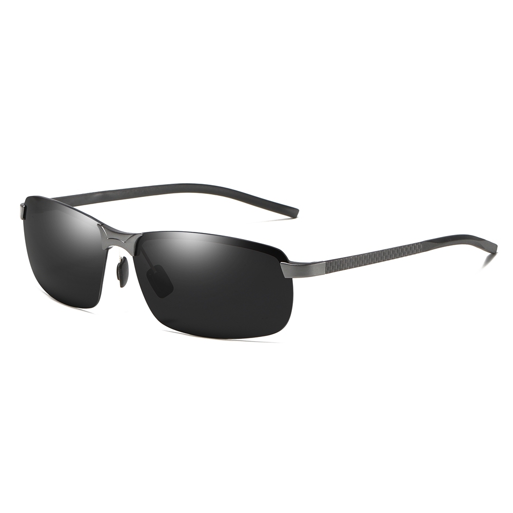 Custom Aluminum Semi-rimless Rectangle Sunglasses with Carbon Fiber Arms Polarized Sports Shades for Men's Lightweight Athletic Glasses Wholesale