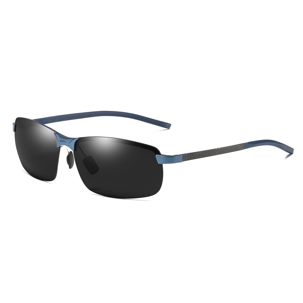 Custom Aluminum Semi-rimless Rectangle Sunglasses with Carbon Fiber Arms Polarized Sports Shades for Men's Lightweight Athletic Glasses Wholesale