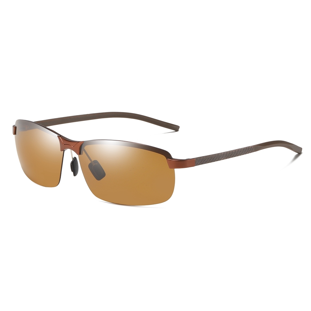 Custom Aluminum Semi-rimless Rectangle Sunglasses with Carbon Fiber Arms Polarized Sports Shades for Men's Lightweight Athletic Glasses Wholesale