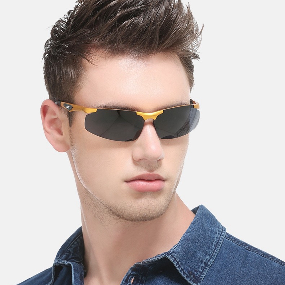 Wholesale Aluminum Sports Polarized Sunglasses for Men Semi-Rimless Cycling Glasses Good Quality Athletic Eyewear Manufacturer China