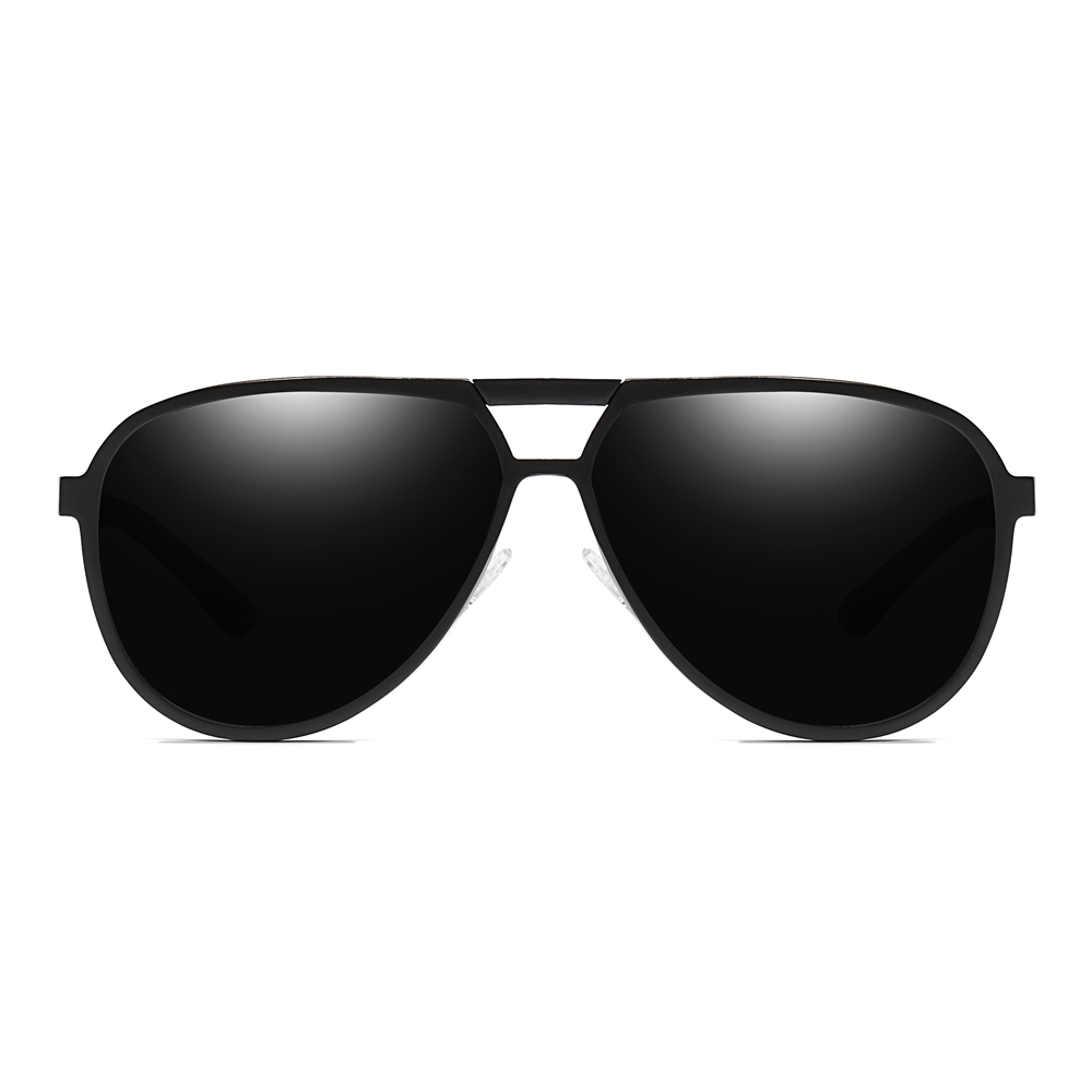 Custom Aircraft Aluminum Aviator Sunglasses for Businessmen Morden Pilot Shades Double Bridge Oversized Teardrop Polarized Glasses Wholesale
