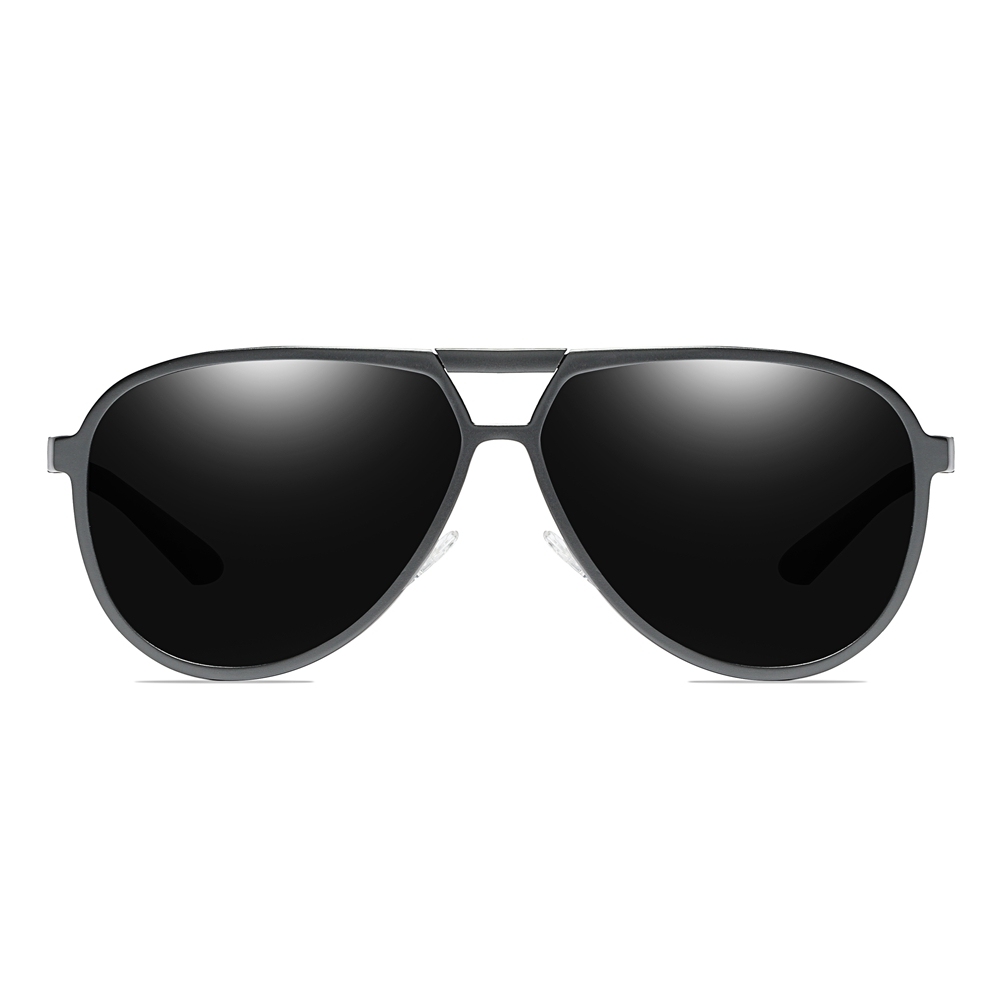 Custom Aircraft Aluminum Aviator Sunglasses for Businessmen Morden Pilot Shades Double Bridge Oversized Teardrop Polarized Glasses Wholesale
